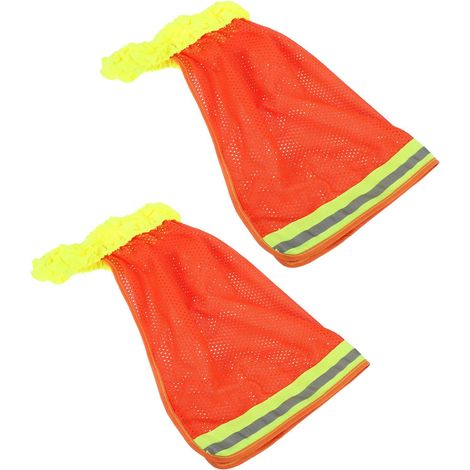 Set of 2 Orange Mesh Hats with Sun Protection, Neck Gaiter, Chemical Fiber Fabric, Full Brim, for Outdoor Work (1/5)