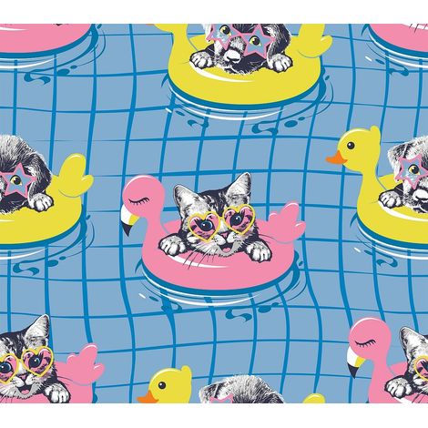 Tela decorativa para exteriores Oxford - motivo de gatitos en flotadores I DR245 (1/5)
