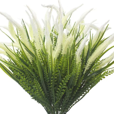 10 bouquets de gazon artificiel, fleurs artificielles, gazon synthétique résistant aux UV, plantes en plastique synthétique inaltérables, décoration pour jardin, porche et jardinière. (1/5)