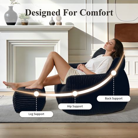 Pouf-lit double réversible avec repose-pieds - Grand coussin convertible en banquette pour adulte, ado et enfant, parfait pour séjour, chambre, studio étudiant ou terrasse. (1/5)