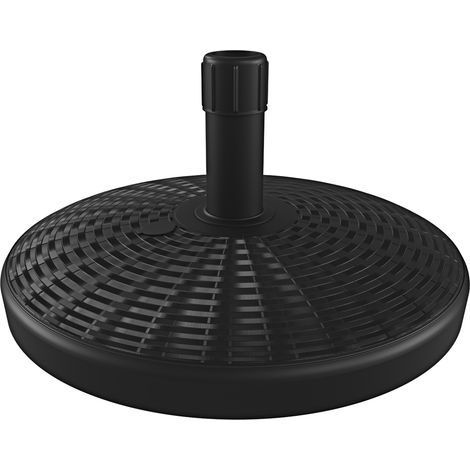 Base Tonda Per Ombrellone Centrale Da Giardino Riempibile Con 24 Kg Di Acqua o Sabbia Da Giardino Per Palo Centrale Resistente Alle Intemperie Terrazzo Balcone In Plastica Effetto Rattan 26 cm Nero (1/5)
