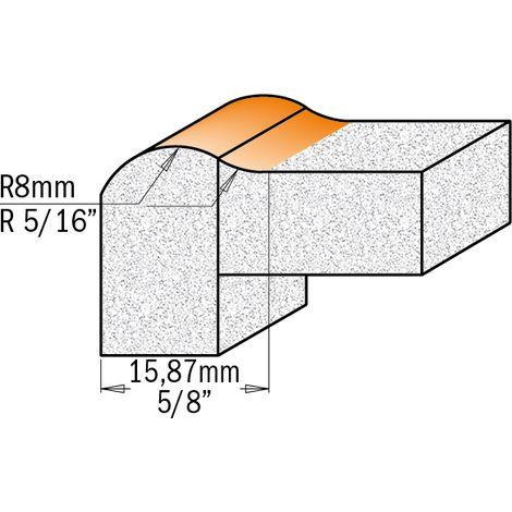 881.501.11 HM ECKEN-TROPKANTENFRÄSER M/KUGELAGER S=12,7 D=25,4X12,7 R=7,93