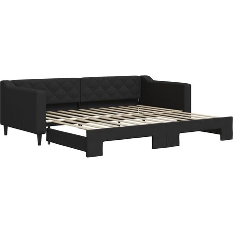 Maison Exclusive - Lit de jour avec gigogne sans matelas noir 90x200 cm