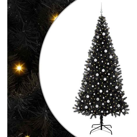 Sapin de Noël avec 300 LED avec support Noir 240 cm PVC vidaXL (1/5)