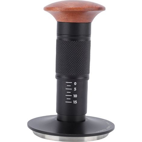 Kaffeemesslöffel mit 58-mm-Teilung, automatischem Federdruckmechanismus, Edelstahl, Griff aus Walnussholz. (1/5)