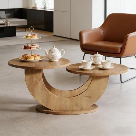 Table d'appoint centrale, Table basse, Table basse à deux niveaux, Table de canapé (Table de canapé uniquement)