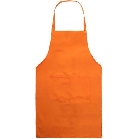 Einfache Schürze mit Taschen, Lätzchen, Küche, Kochen, Backen, Erwachsene-Orange