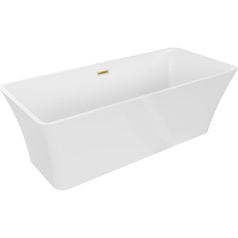 Mexen Tonia freistehende Badewanne 170 x 75 cm, weiß, mit abgerundetem Gold - 52171707500-55 (1/5)