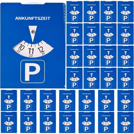 Lot de 10 disques de stationnement en carton 11 x 15 cm, parcmètre de voiture 30 minutes, bleu (bleu/30 pièces) (1/5)