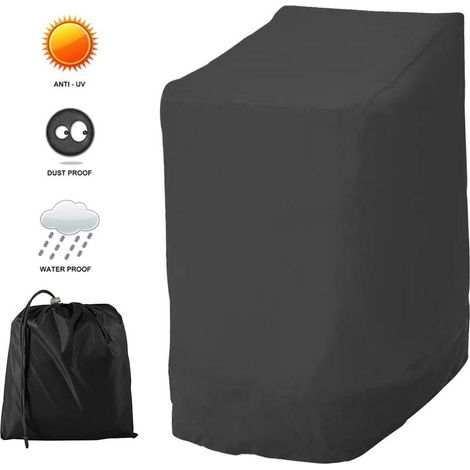 Funda protectora para silla, 114 x 85 x 65 cm, tejido Oxford 210D, para sillas apilables de jardín y balcón, impermeable, resistente al agua, protección UV. (1/5)