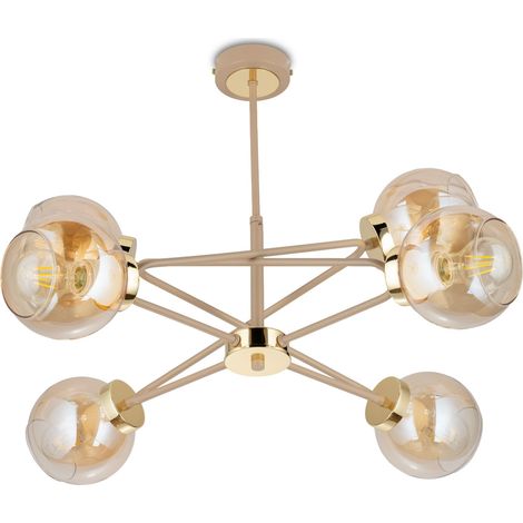 Lampadario Cris Beige in vetro 6xE27 60 cm
