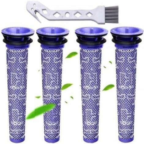 Filter, passend für Dyson DC58 DC59 DC61 DC62 DC74 V6 V7 V8 Ersatzfilter, 4 Stück + gratis Schwanenhalsbürste (V6)