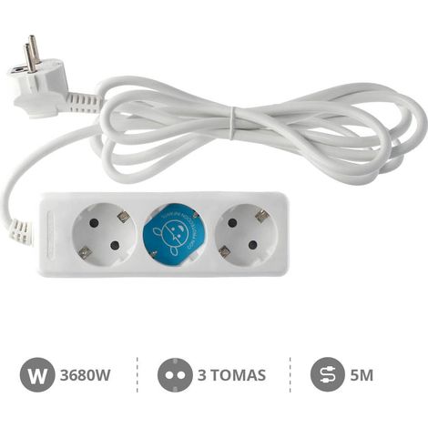 Base múltiple 3 enchufes 5m de cable blanca GSC 0001060 (1/2)