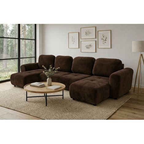 Wohnlandschaft mit Schlaffunktion BRUSK Sofa in Stoff Kronos Dunkelbraun (1/5)