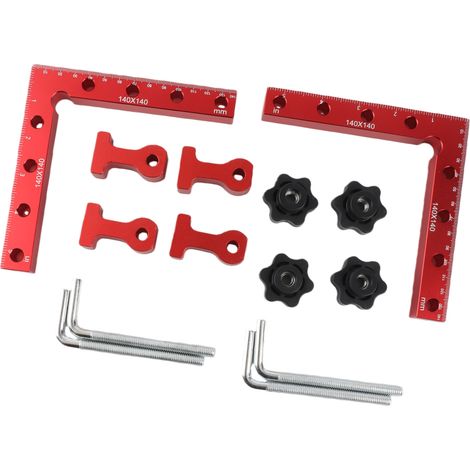 Équerre de positionnement à angle droit de 90°, pince de fixation en L pour panneaux de menuiserie, 140 x 140 mm (1/5)