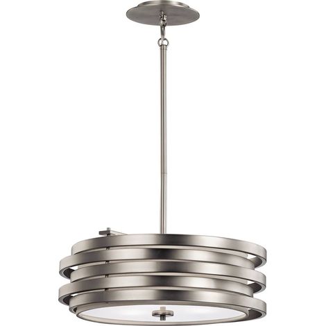 Elstead Roswell - Luminaire suspendu rond à 3 ampoules au fini nickel brossé, E27 (1/5)