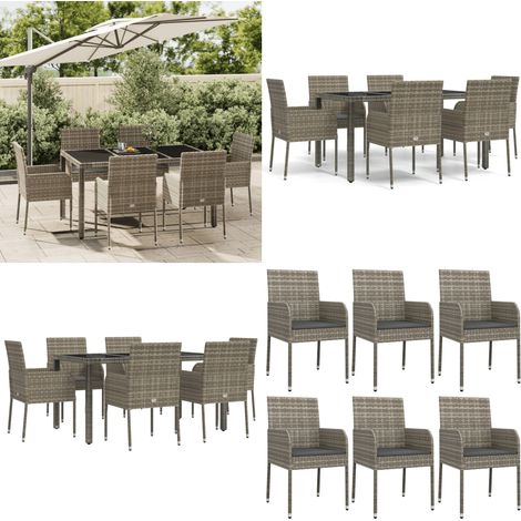 7-tlg. Garten-Essgruppe mit Kissen Grau Poly Rattan - Garten Essgruppe - Garten Essgruppen - Home & Living (1/5)