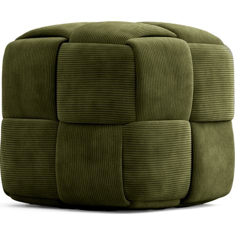 Pouf Quadrato Imbottito in Velluto a Coste - Design Moderno - Cube Oliva (1/5)