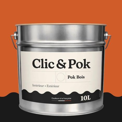 Peinture Bois Extérieur – POK BOIS - 10L - RAL 2010 - Orangé de sécurité- Résistante aux intempéries - Ne s'écaille pas