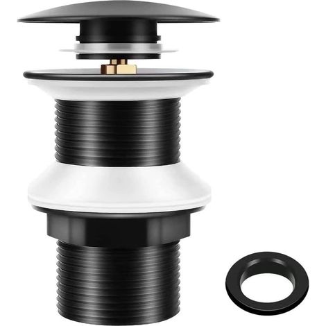 2pcs Bonde de lavabo non fendue mate, universelle en laiton avec trop-plein pour salle de bain (1/4)