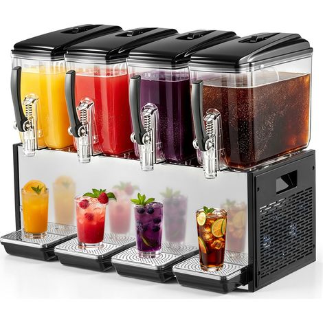 VEVOR Dispenser Bevande Fredde Commerciale 4 Serbatoi 4x12 L Acciaio Inox Distributore da Banco, Temperatura di Raffreddamento da 7℃ a 12℃, Succhi di Frutta, Te Freddo, Ristorante, Hotel, Catering (1/5)