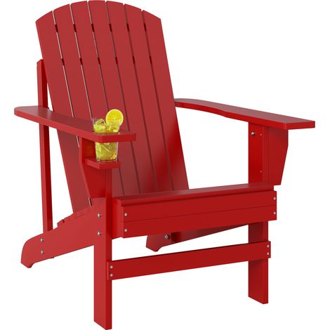 Gartenstuhl im Adirondack-Stil, Outdoor-Stuhl, 72 x 97 x 92 cm, Rot