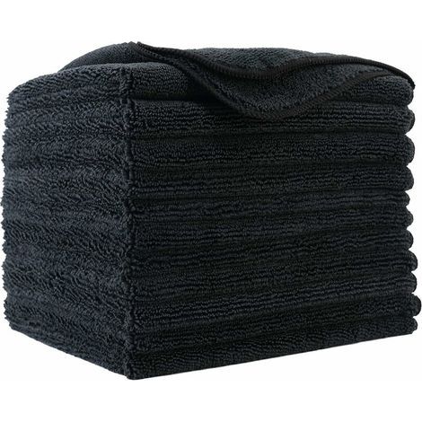 12 Mikrofasertücher – Premium-Qualität – Schwarz – 30 x 30 cm (1/4)