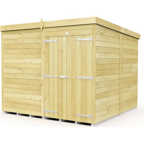 8 x 8 Feet Pent Shed - Double Door Without Windows - Wood - L231 x W243 x H201 cm