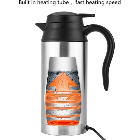Bouilloire électrique allume-cigare 12V 750ml pour voiture, thermos chauffant en acier inoxydable pour voyage (1/5)