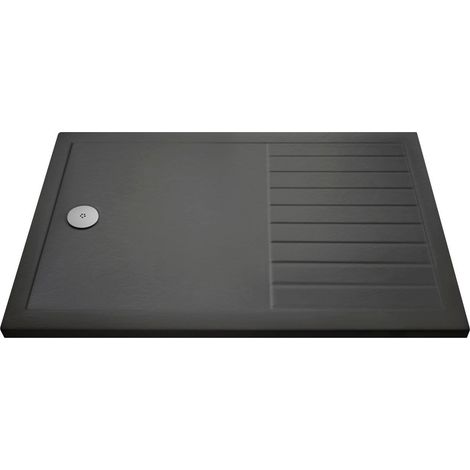 Nuie Pearlstone Grey Slate Effect Rectangular Walk-In Shower Tray 1400mm x 900mm (1/6)