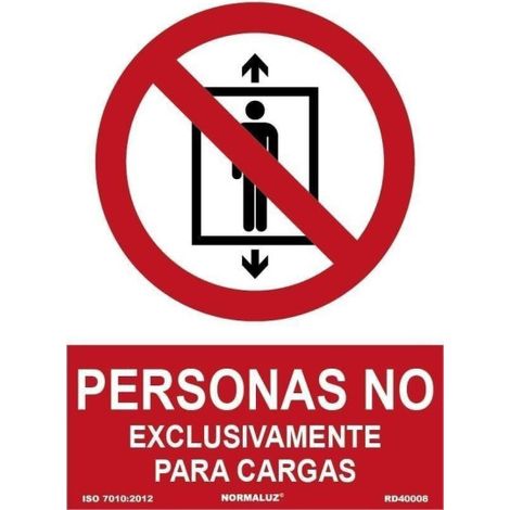 PERSONAS NO, Exclusivamente para cargas, señal de prohibición SEKURECO                         100 x 150 mm                          ADHESIVOS DE VINILO (1/2)
