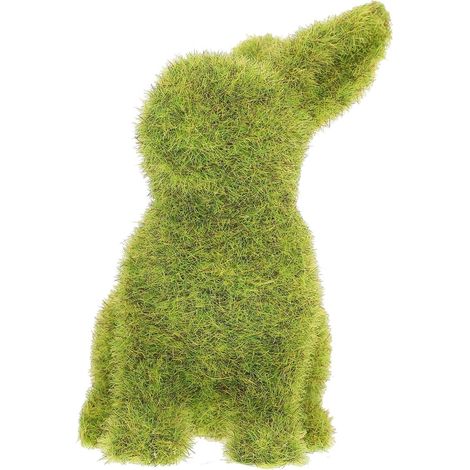 Mooshasen Statuen aus Naturharz Grüne Moosdekor Hasenfigur
