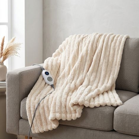 Electric Heated Ribbed Plush Throw (1/2)