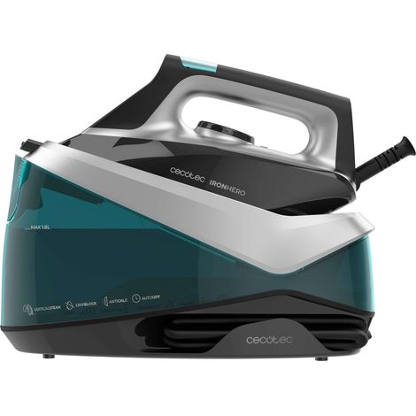 Centro stiro verticale da 2800 W con piastra in ceramica Turbo Slide e vapore continuo da 135 g/min, ideale per eliminare facilmente le pieghe.