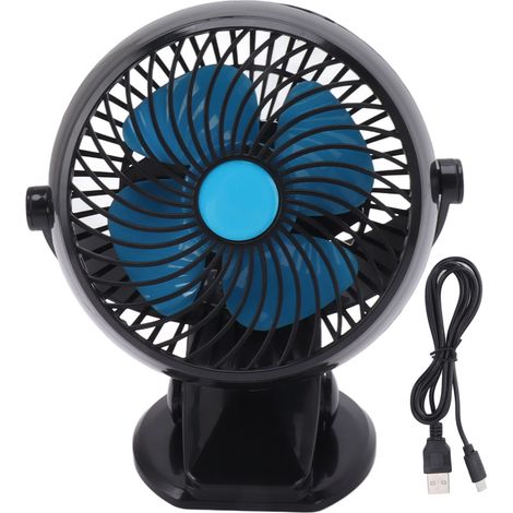Ventilateur de bureau USB rechargeable avec pince forte, rotation 360°, régulation de vitesse sans palier, silencieux et portable pour lit, bureau ou tapis de course. (1/5)