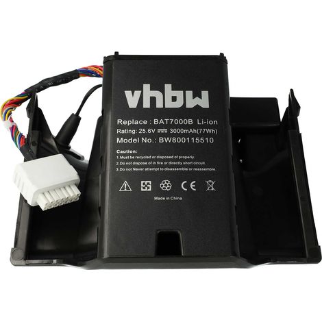 vhbw batteria compatibile con Robomow Premium RC302,RC304,RC304u,RC306, RC308, RC308u, RC312, RC312u sostituisce BAT7000B, MRK7005A (Li-Ion 3Ah 25.6V)