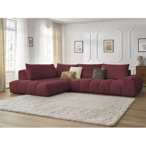 BOBOCHIC - Canapé d'angle fixe EVEREST tissu chiné Angle gauche Rouge (1/5)