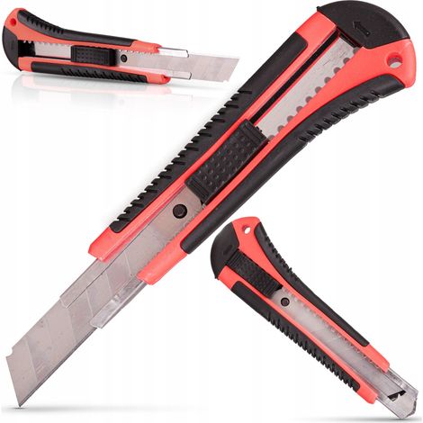 Coltello per carta da parati con lama spezzabile 18mm e guida in acciaio