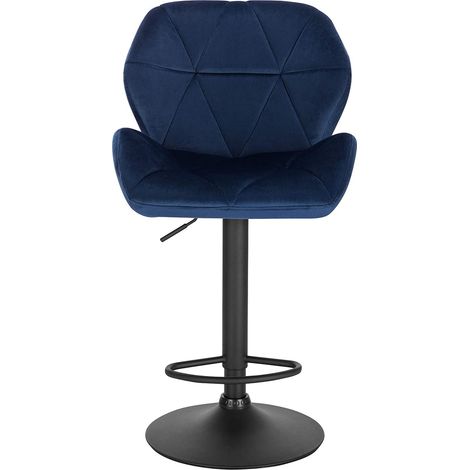 Woltu – Tabouret de bar réglable en hauteur – Siège en velours rembourré – Hauteur d'assise 60-82 cm – Base en métal chromé – Rotatif 360°