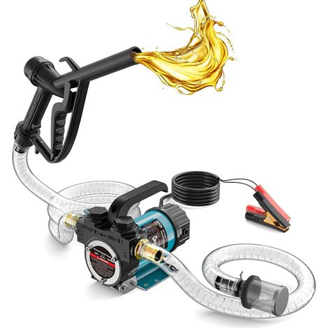 Pompe à gasoil 12V: 50 l/min Pompe électrique à carburant 200 W avec buse et tuyaux, pompe portable pour diesel, kérosène, huile, bateaux, camions, particuliers et engins agricoles (1/5)