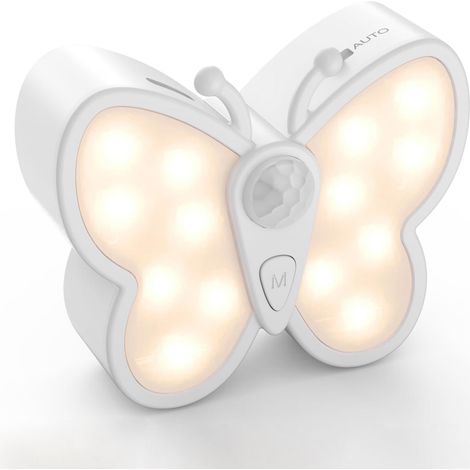 Helles, dimmbares LED-Nachtlicht in Schmetterlingsform – intelligentes Sensor-Nachtlicht – magnetisch aufladbar – für Kinderzimmer und Wände (1/4)