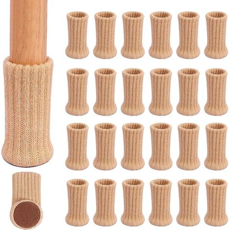 Lot de 24 protège-pieds de chaise antidérapants pour meubles, compatibles avec des pieds de 2,5 à 5 cm d'épaisseur, couleur kaki.