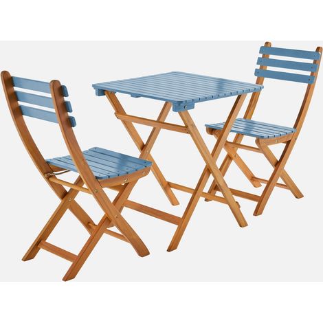 Set tavolo da giardino pieghevole in legno di acacia con 2 sedie (1/5)
