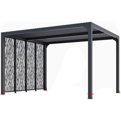 Pérgola bioclimática de aluminio 360x300 con 4 paneles Mashrabiyya (1/3)