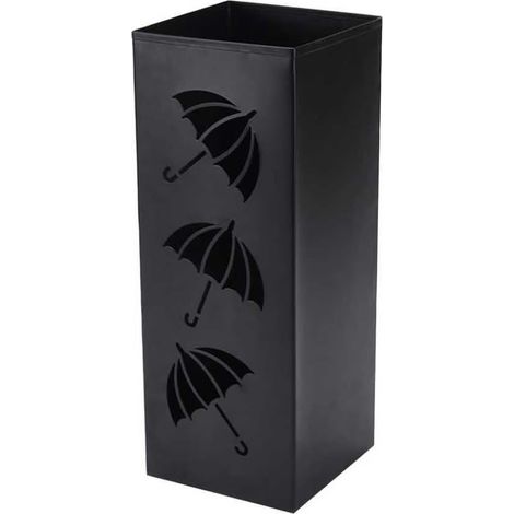 Carré Porte Parapluie Noir Porte-parapluies en Métal Pour Parapluies Cannes Papier D'emballage Bâtons de Randonnée (Noir) (1/5)