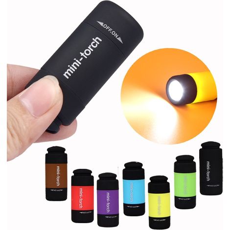 Ensemble de 7 mini lampes torches LED colorées rechargeables par USB avec interrupteur rotatif (1/5)