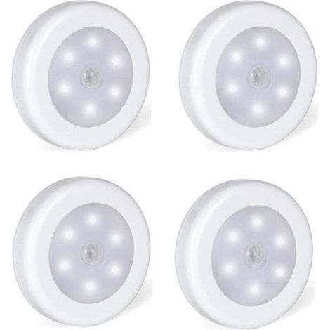 Set mit 4 LED-Klebeleuchten, LED-Bewegungsmelderleuchten mit Magnetfuß (batteriebetrieben)