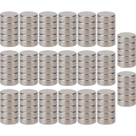 Lot de 100 aimants ronds en néodyme à fort magnétisme pour réfrigérateur à monter soi-même 6 x 2 mm (1/4)