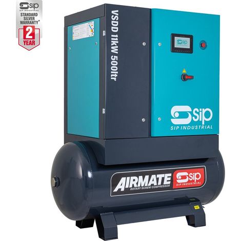 SIP VSDD/RD 11kW 8bar 500L 400V Rotary Screw Compressor with Dryer (1/5)