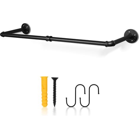 90cm Garderobenstange Schwerlast Kleiderstange Metallstange bis 65 kg belastbar (1/5)